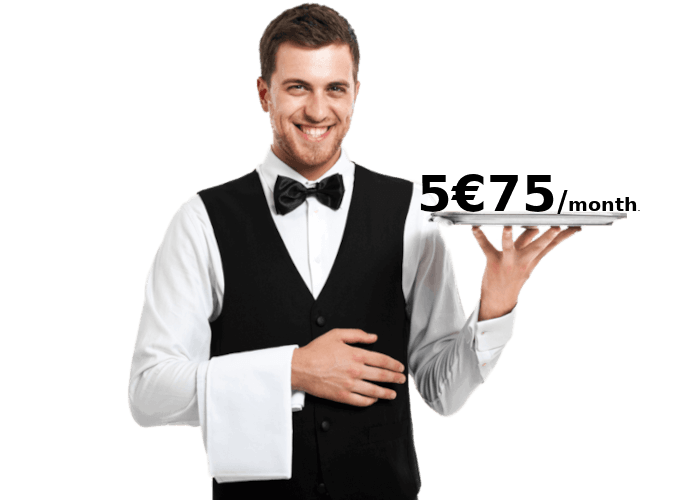 A low price but high-performance website! 2 Monthly subscription of €5.75 for domain and hosting
